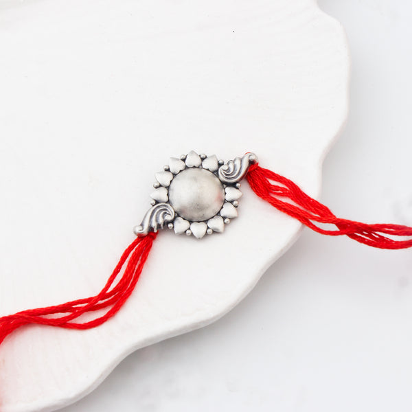 Handcrafted Silver Rakhi/Pendant: Dome