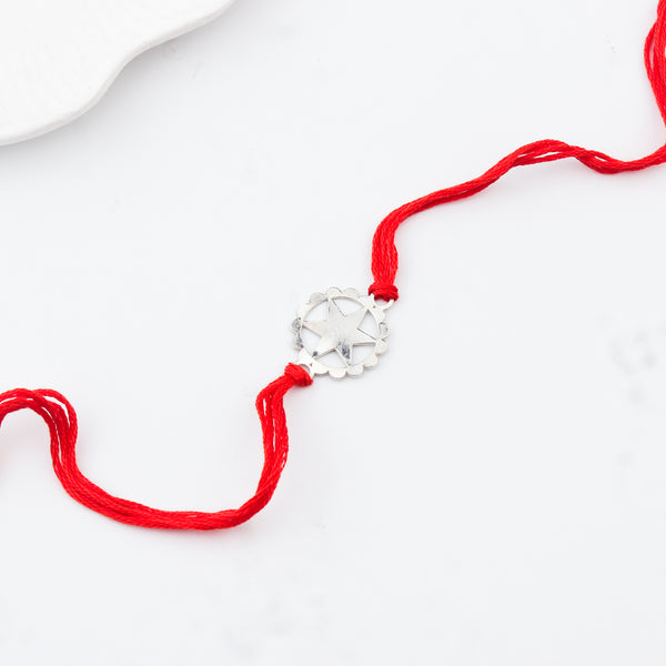 Silver Laser cut Star Rakhi: Small