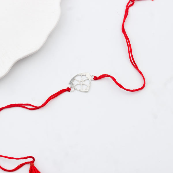 Silver Laser cut Rakhi