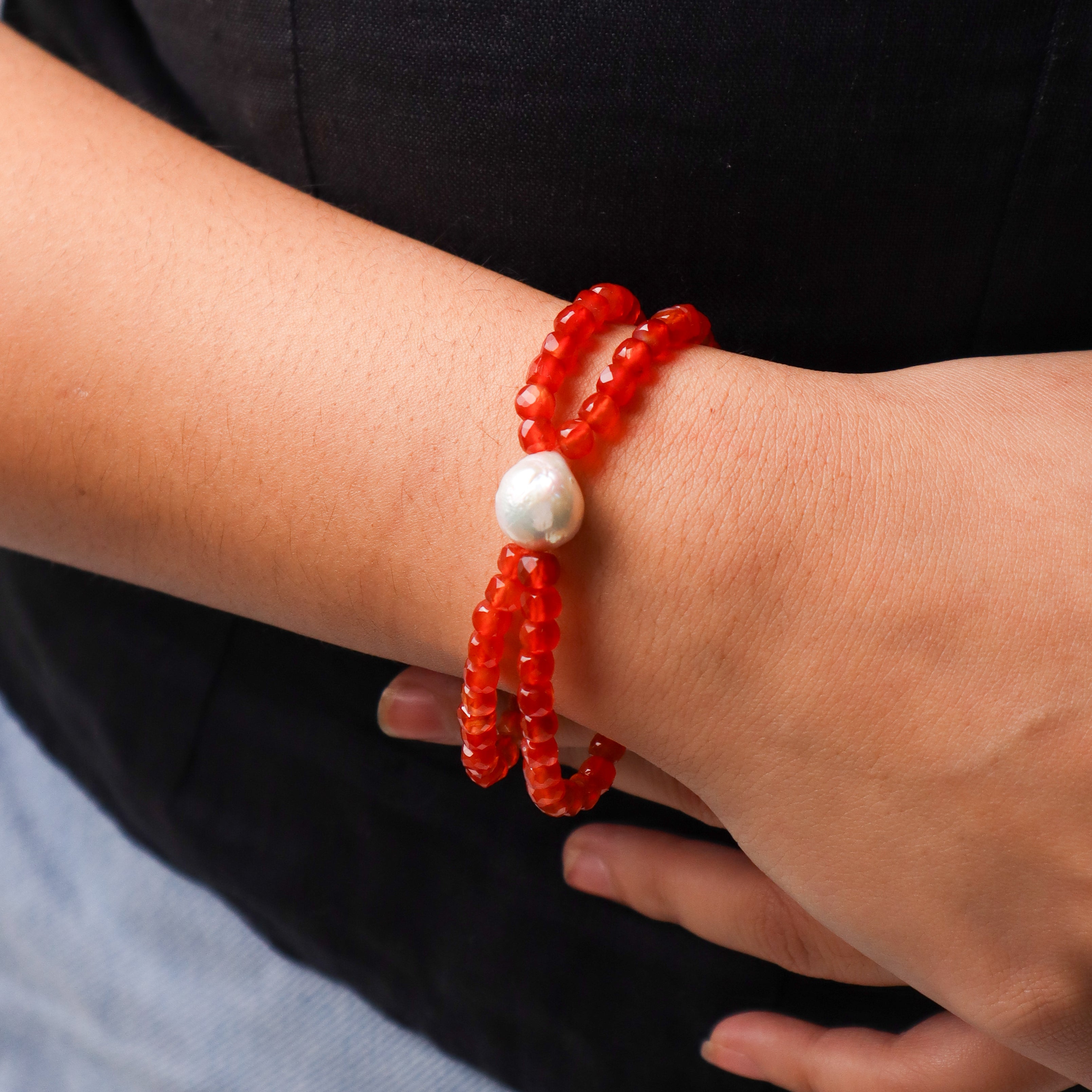 Carnelian & Pearl Bracelet