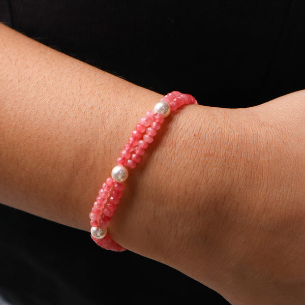 Pink Jade & Pearl Bracelet