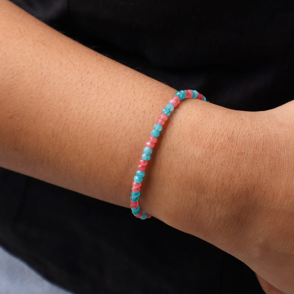 Pink Jade & Blue Jade Bracelet