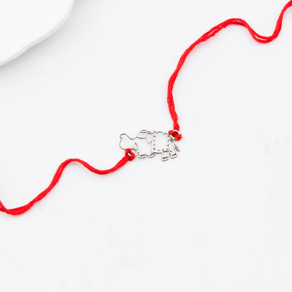 Silver Laser Cut Evil Eye Heart Rakhi