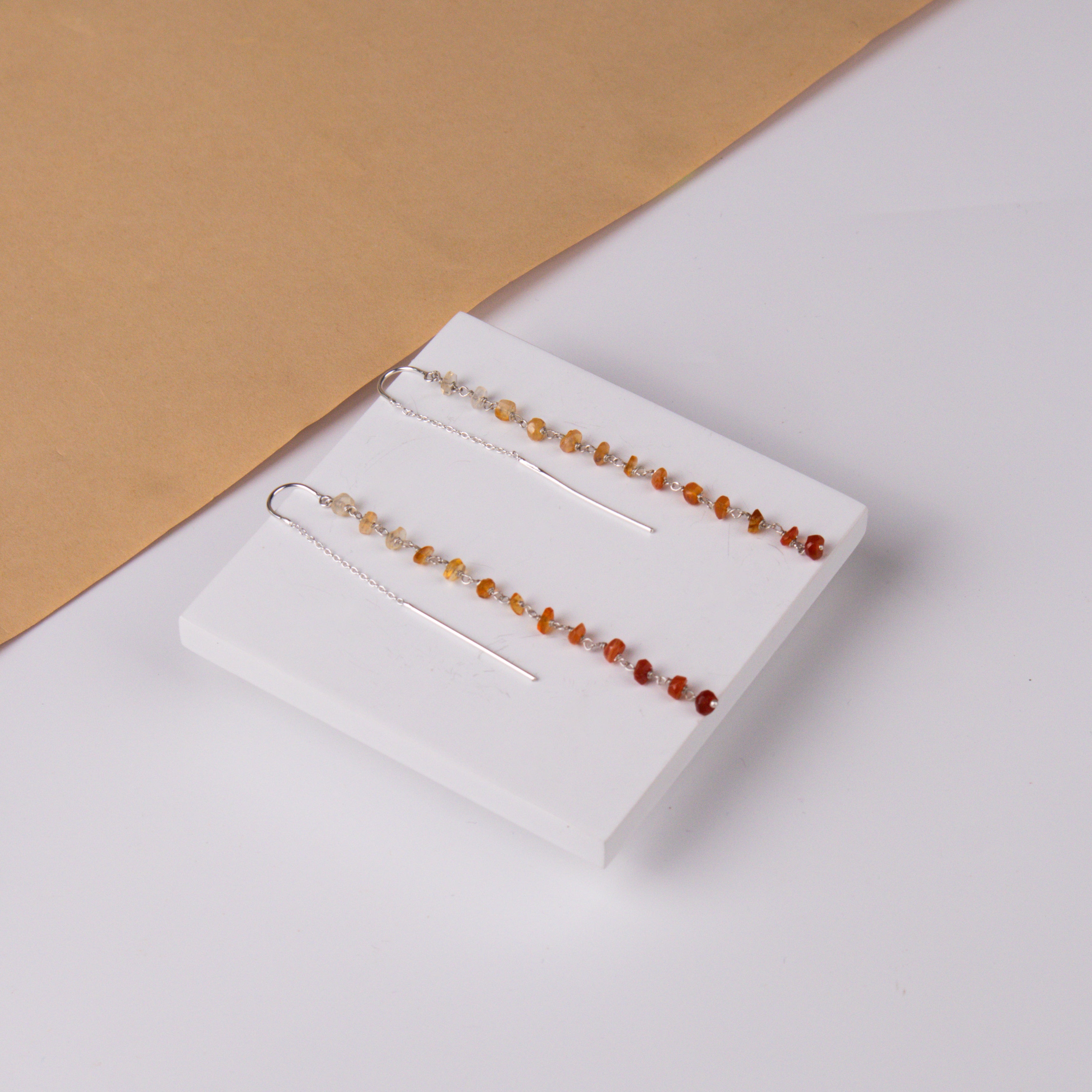 Silver Sui Dhaaga Carnelian Stones Earring