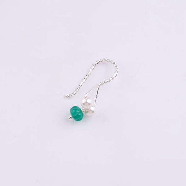Silver Bhikbali with Green Onyx (Clip-On)