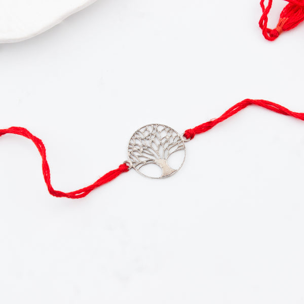 Silver Laser Cut Kalpavriksha Rakhi
