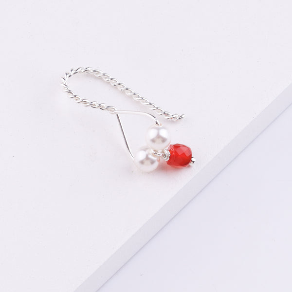 Silver Bhikbali with Carnelian (Clip-On)