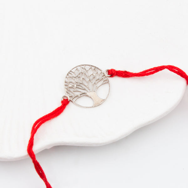 Silver Laser Cut Kalpavriksha Rakhi