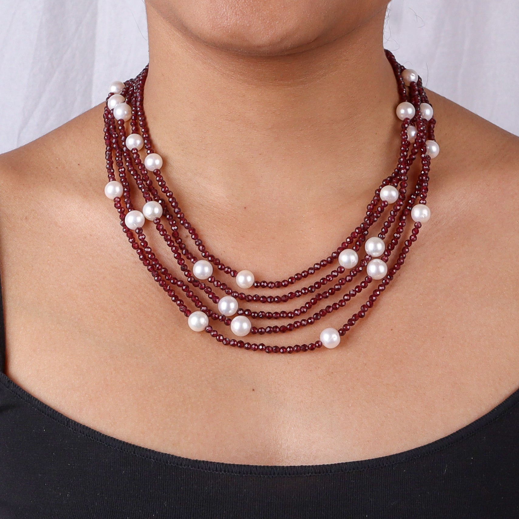 5 Layer Galaxy Necklace - Pink Opal & Pearls