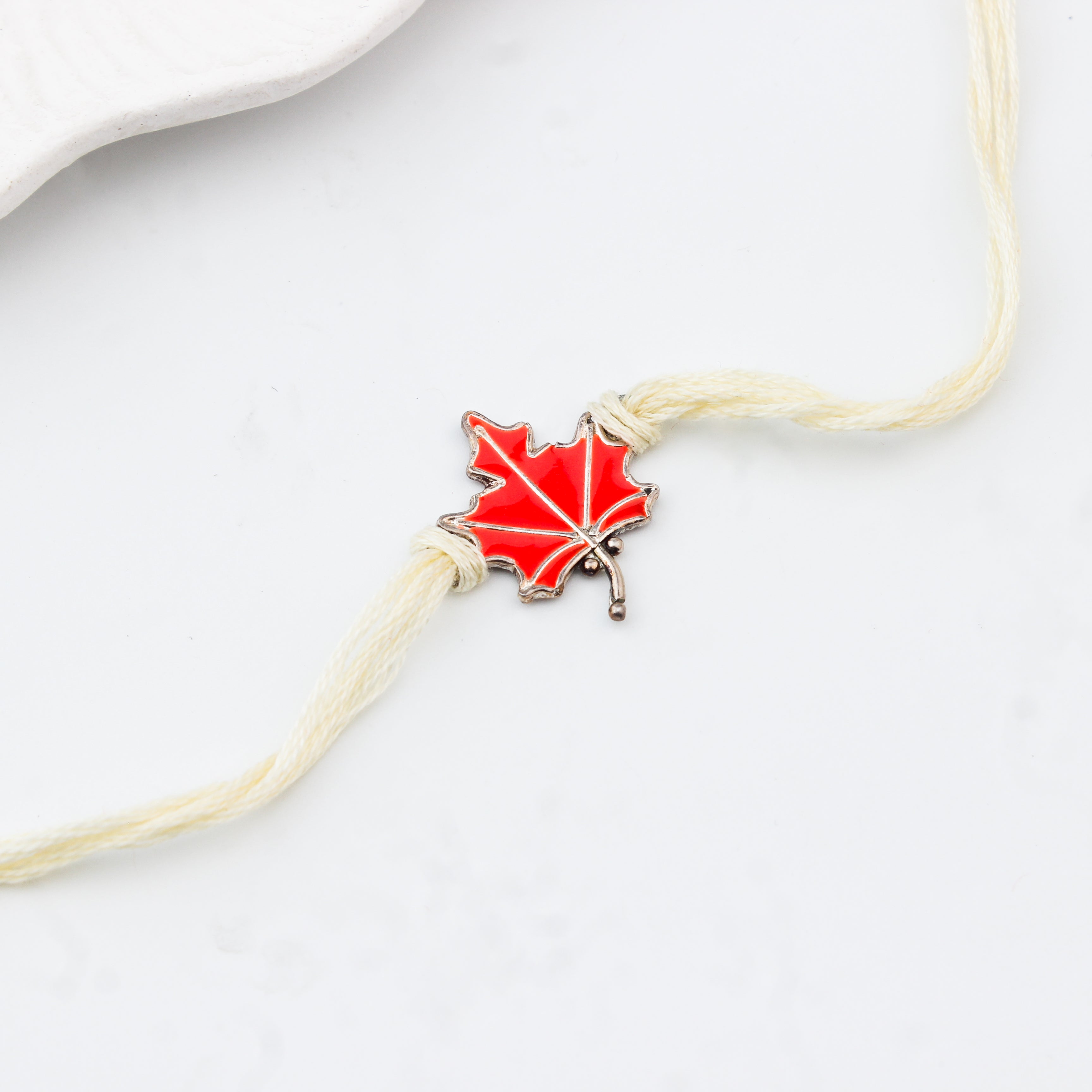 Silver Meenakari Leaf Rakhi