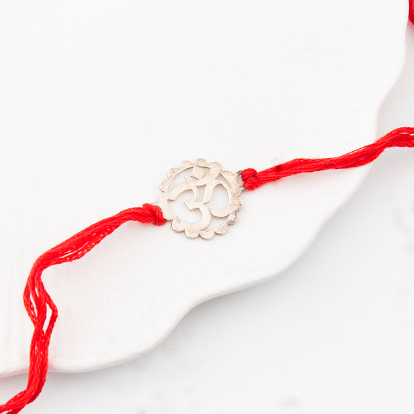 Silver Laser cut Om  Rakhi: Big