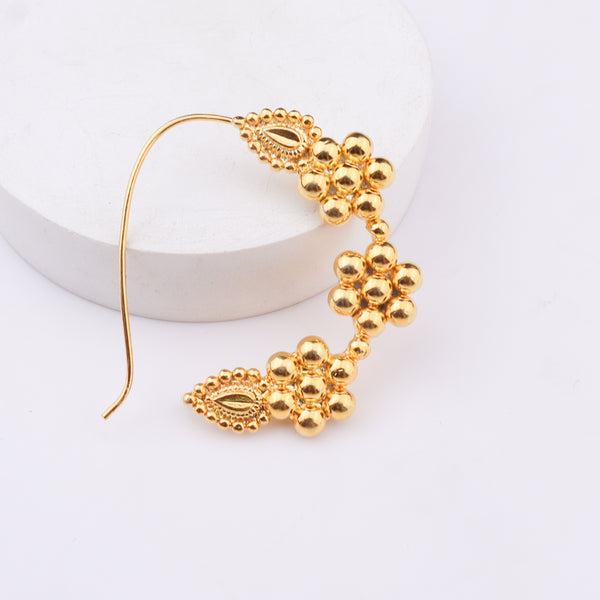 22K Gold Plated Itihaas Kudi Nath Medium Left Pierced nosepin