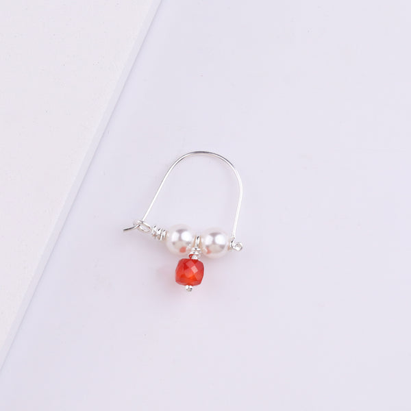 Silver Bhikbali with Carnelian (Pierced)