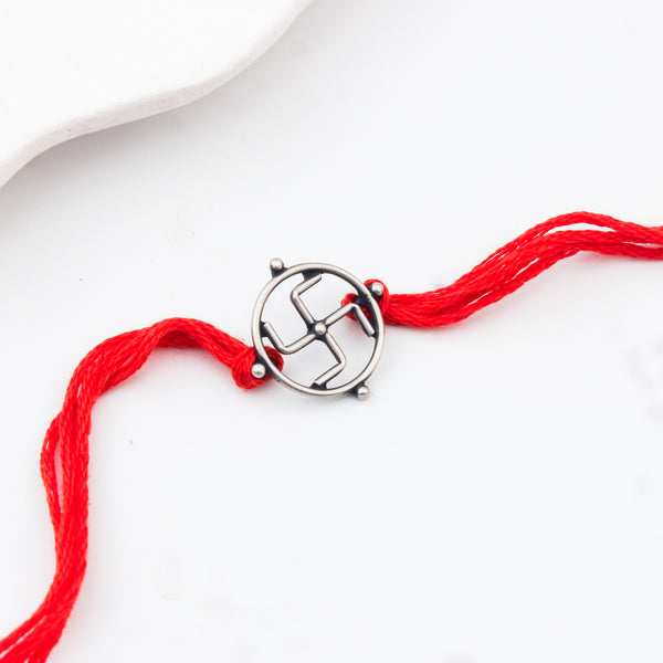 Silver Swastik Rakhi/Pendant: Small