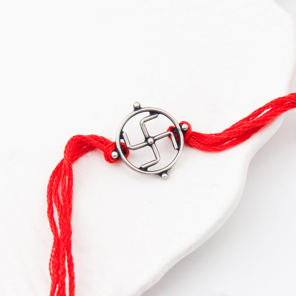 Silver Swastik Rakhi/Pendant: Small