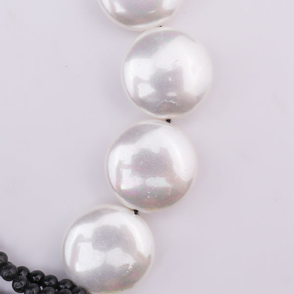 Half & Half Bracelet - Black Tourmaline & Coin Pearls