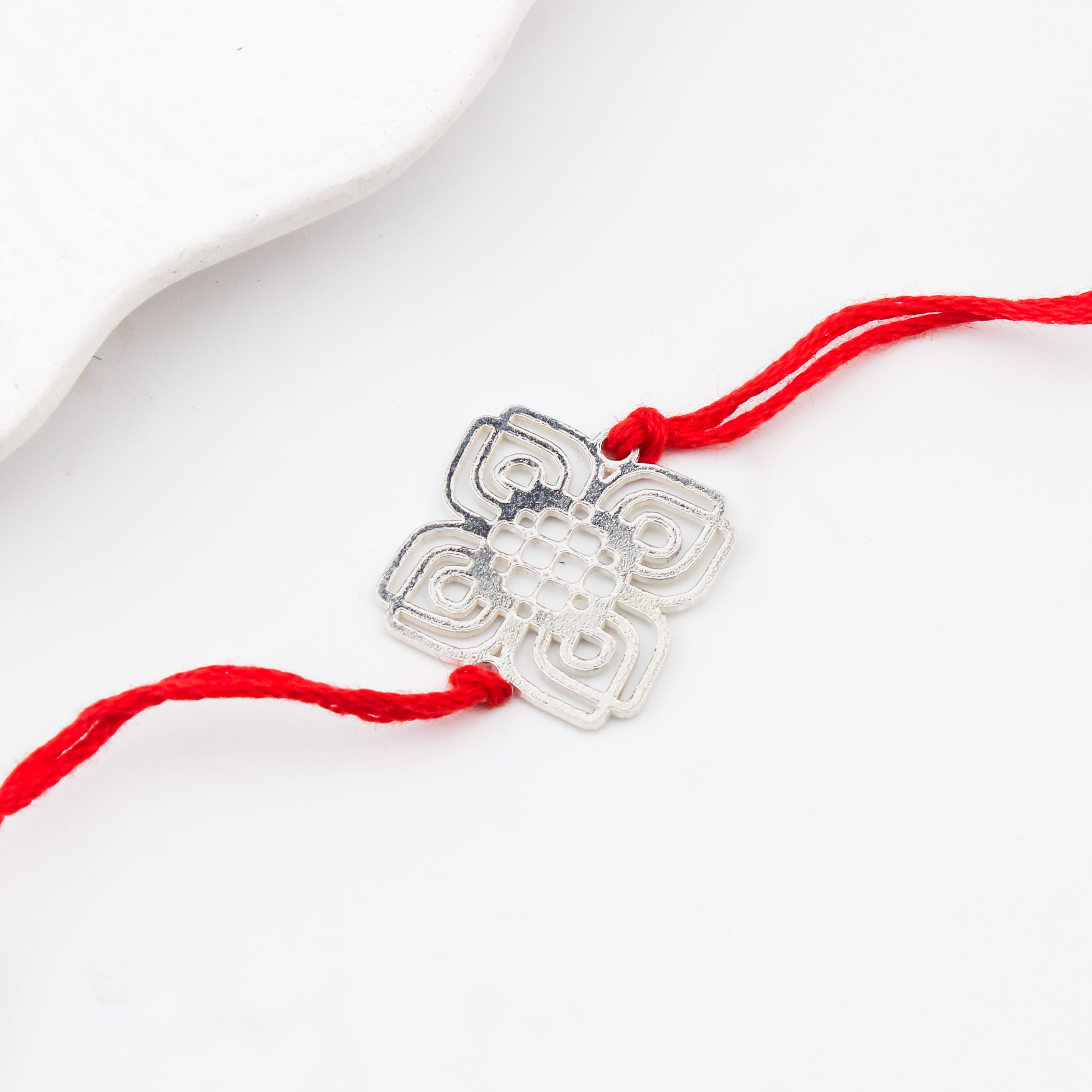 Silver Laser Cut Nakshi Rakhi