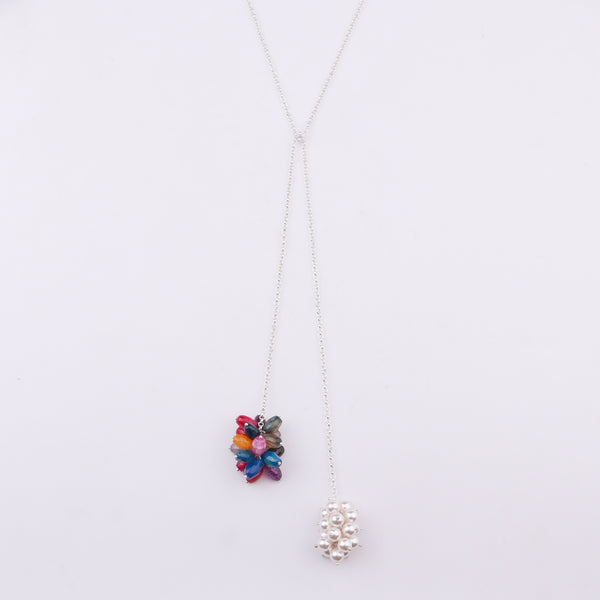 Tie & Wear Necklace - Multicolour Semiprecious Stones & Pearls