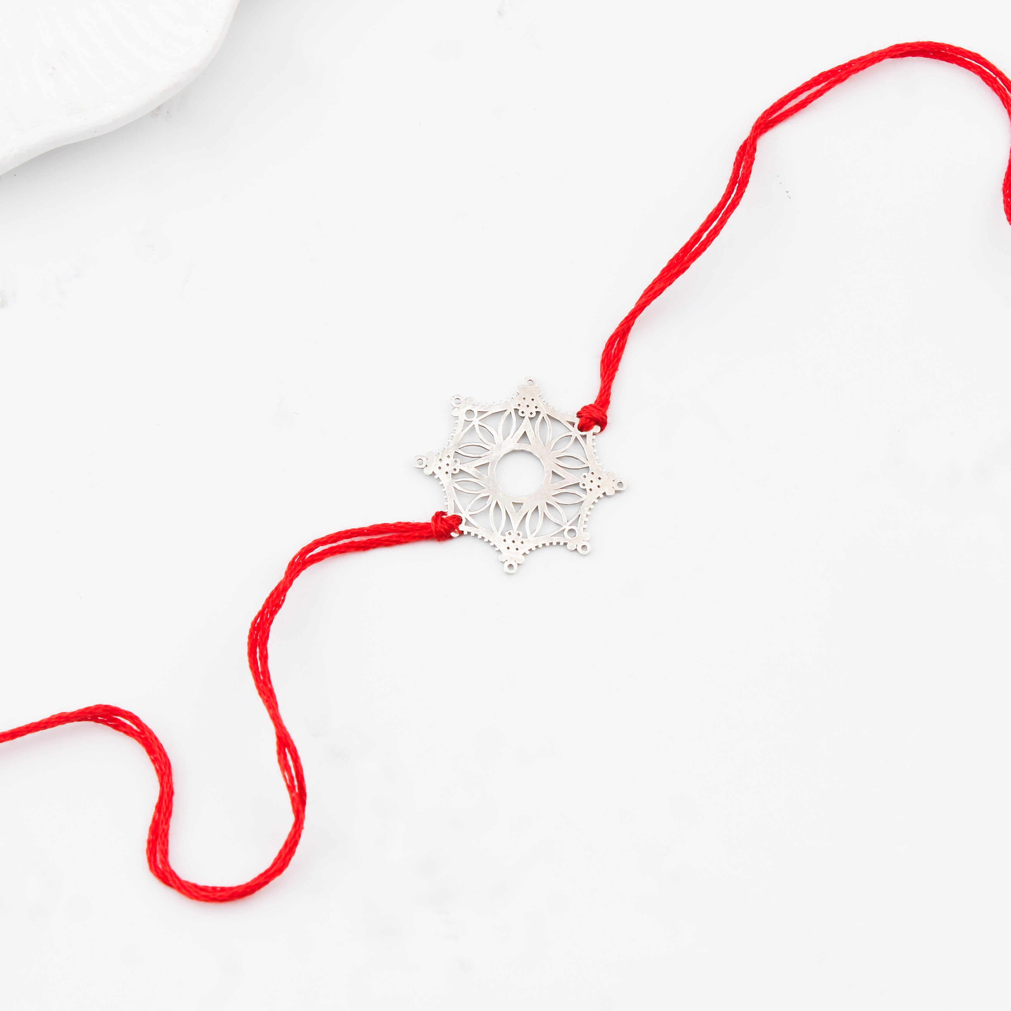 Silver Laser Cut Snowflake Rakhi