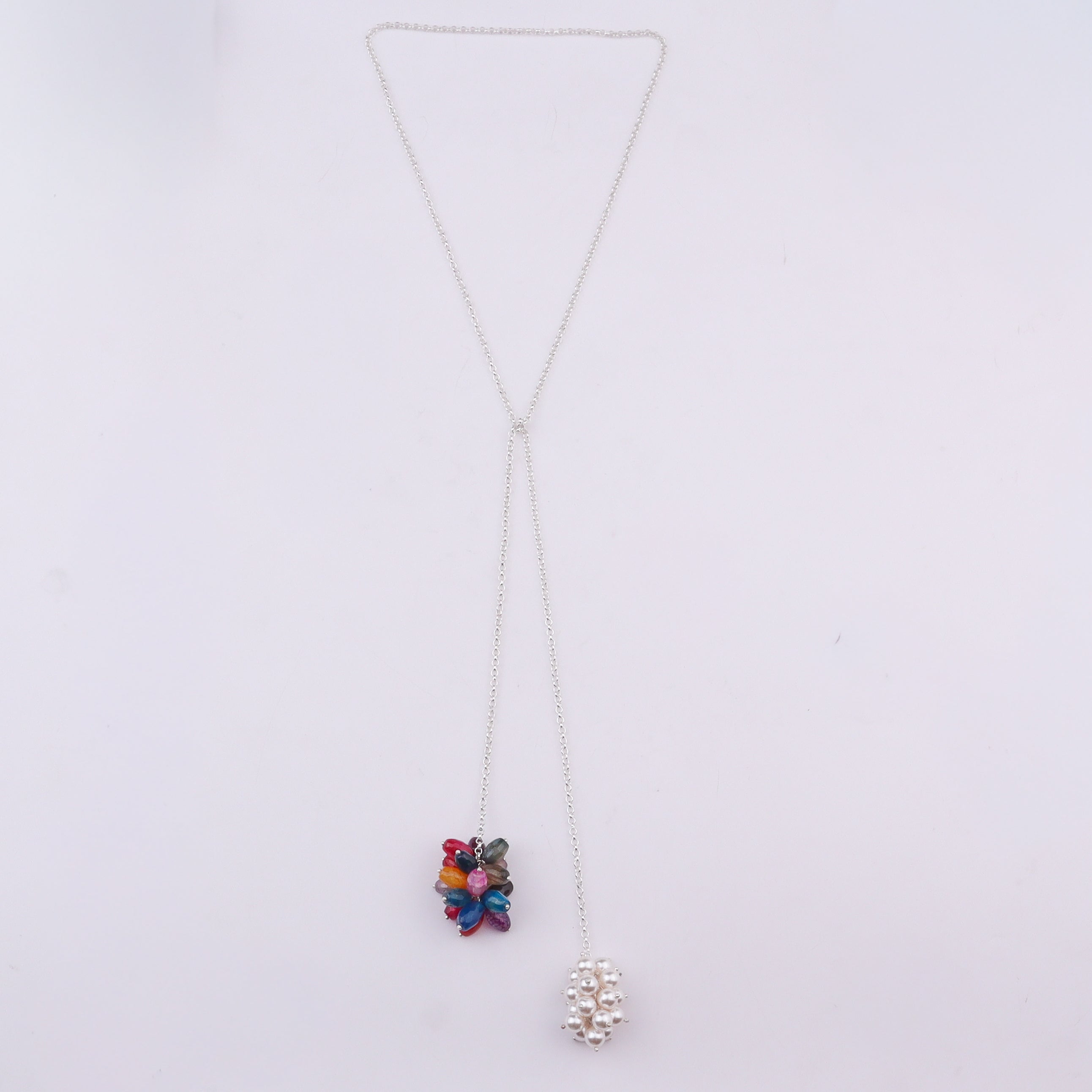 Tie & Wear Necklace - Multicolour Semiprecious Stones & Pearls