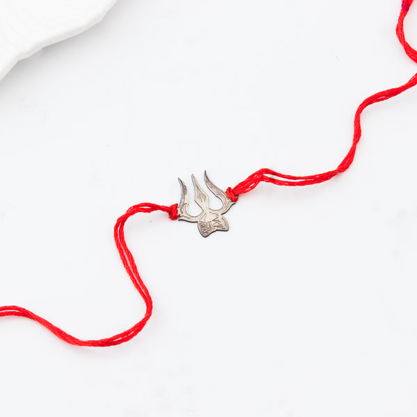 Silver Laser Cut Trishul Rakhi