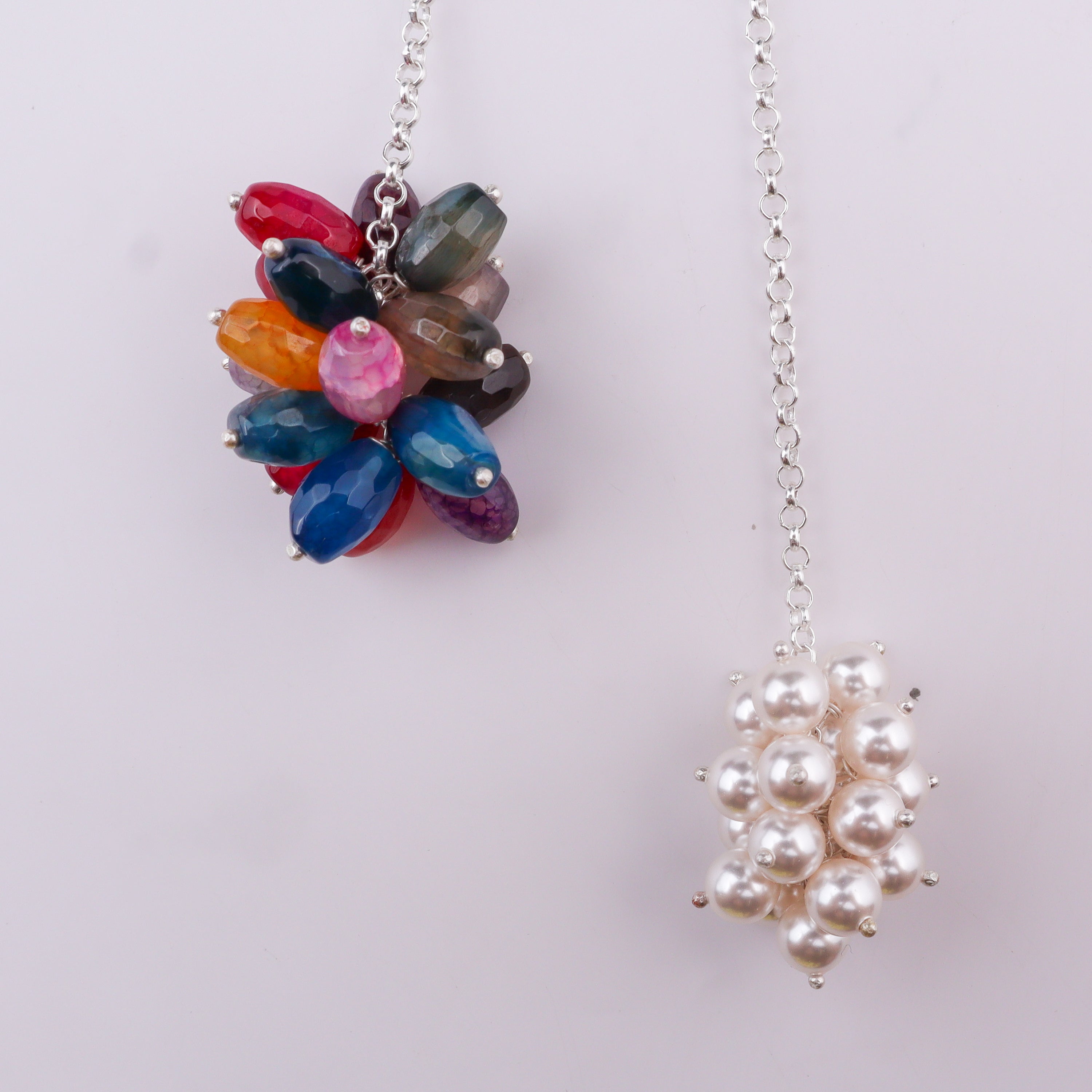 Tie & Wear Necklace - Multicolour Semiprecious Stones & Pearls