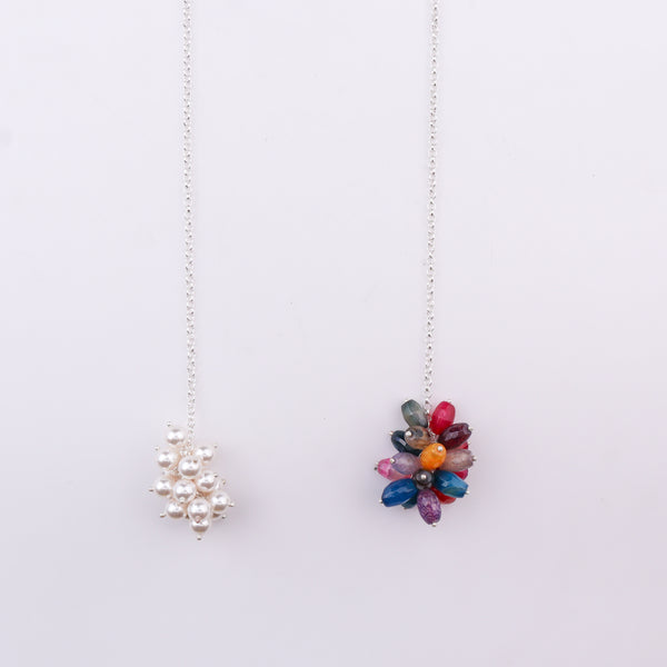 Tie & Wear Necklace - Multicolour Semiprecious Stones & Pearls