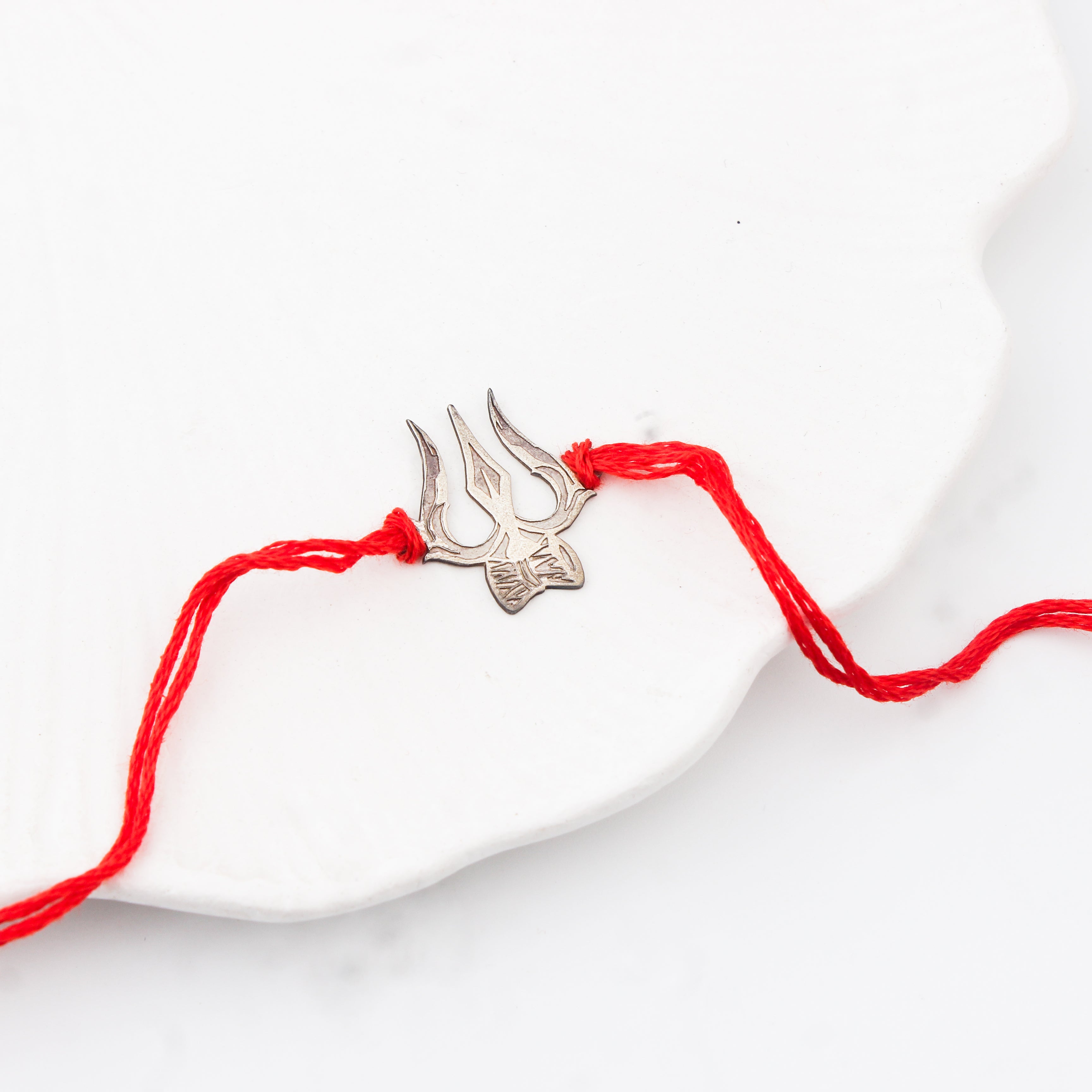 Silver Laser Cut Trishul Rakhi