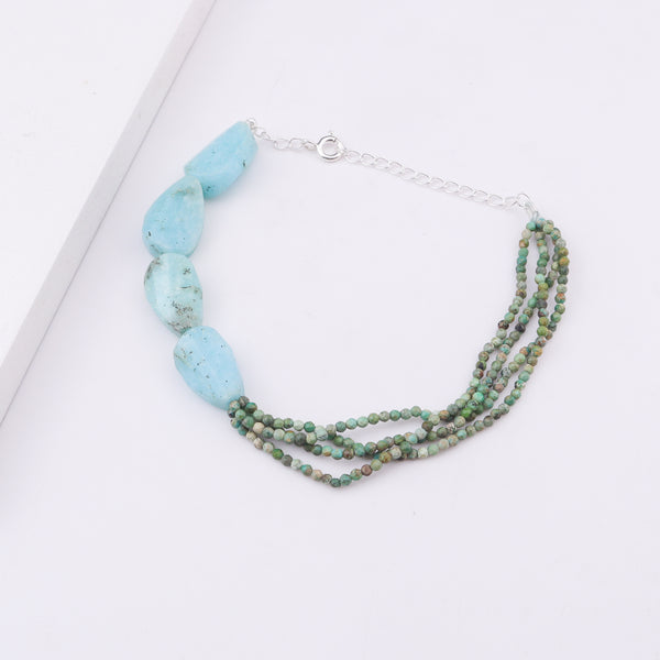 Half & Half Bracelet - Larimar & Firoza Stones