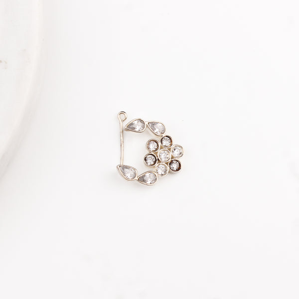 Silver Nath Floral (Left, Clip on) | CZ | 92.5 Silver