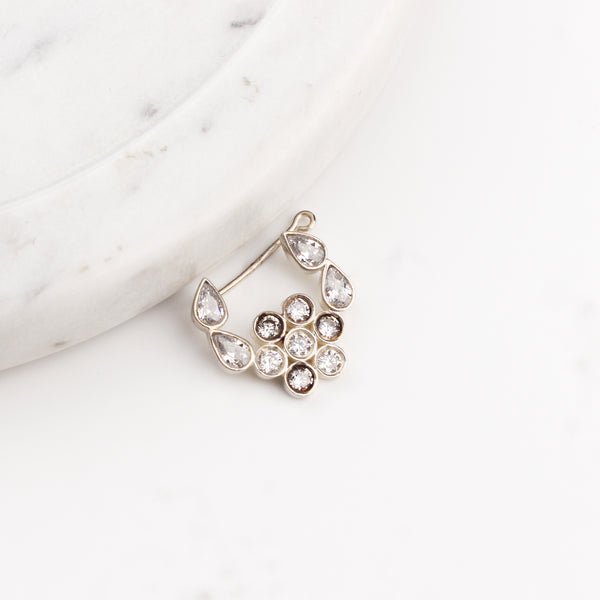 Silver Nath Floral (Left, Clip on) | CZ | 92.5 Silver