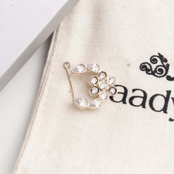 Silver Nath Floral (Left, Clip on) | CZ | 92.5 Silver