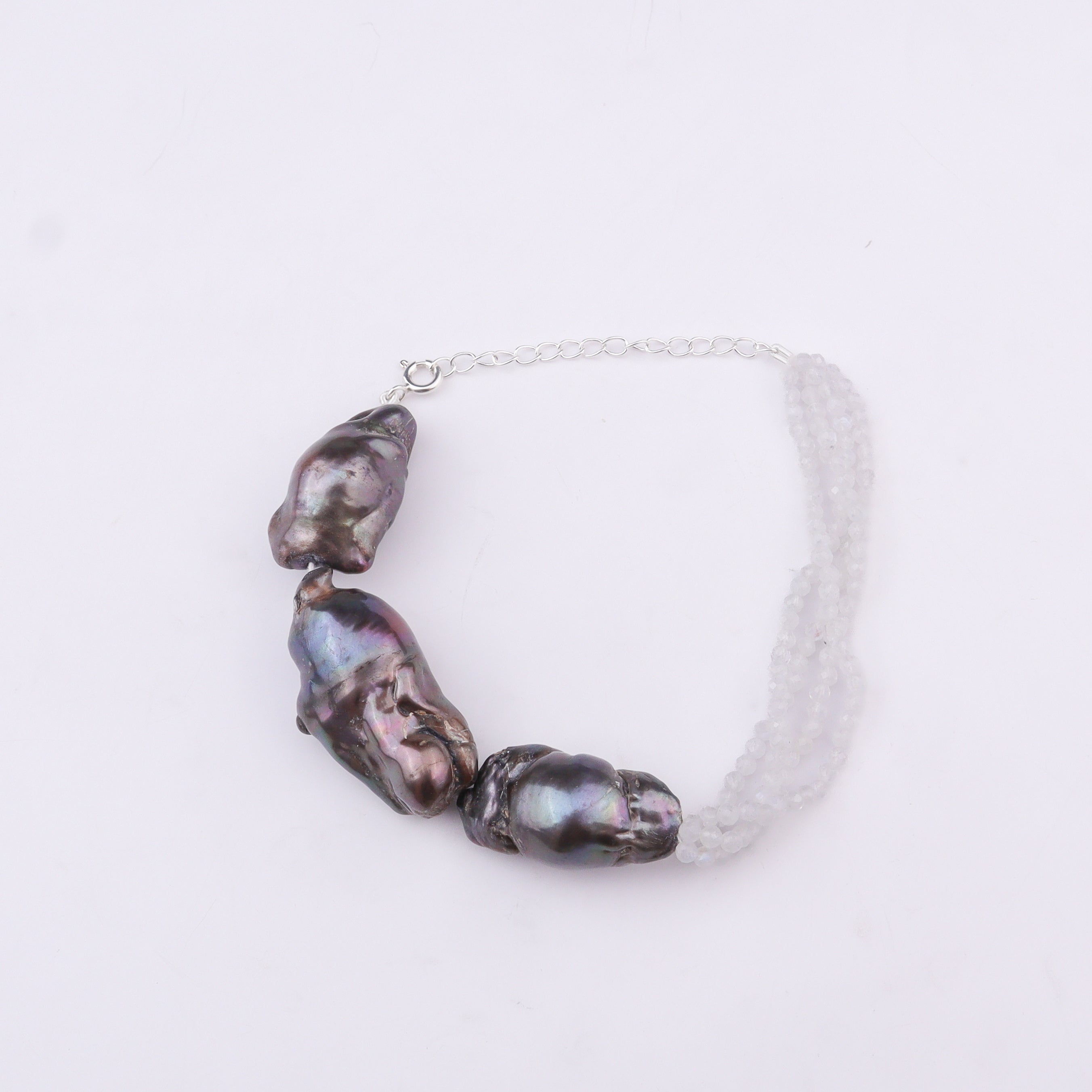 Half & Half Bracelet - Semiprecious Stones & Baroque Pearls