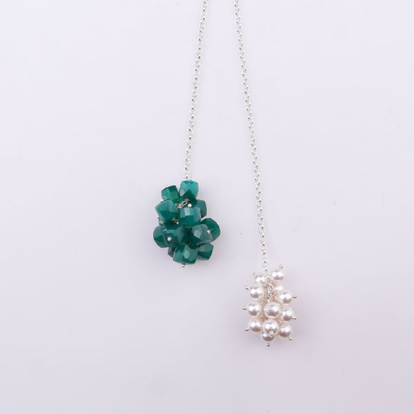 Tie & Wear Necklace - Green Onyx & Pearls