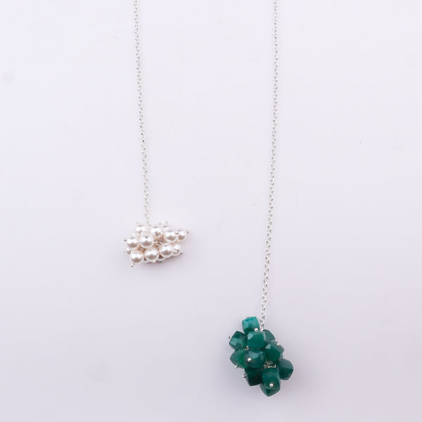 Tie & Wear Necklace - Green Onyx & Pearls