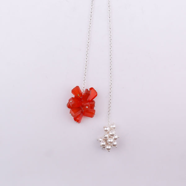 Tie & Wear Necklace - Carnelian Stones & Pearls