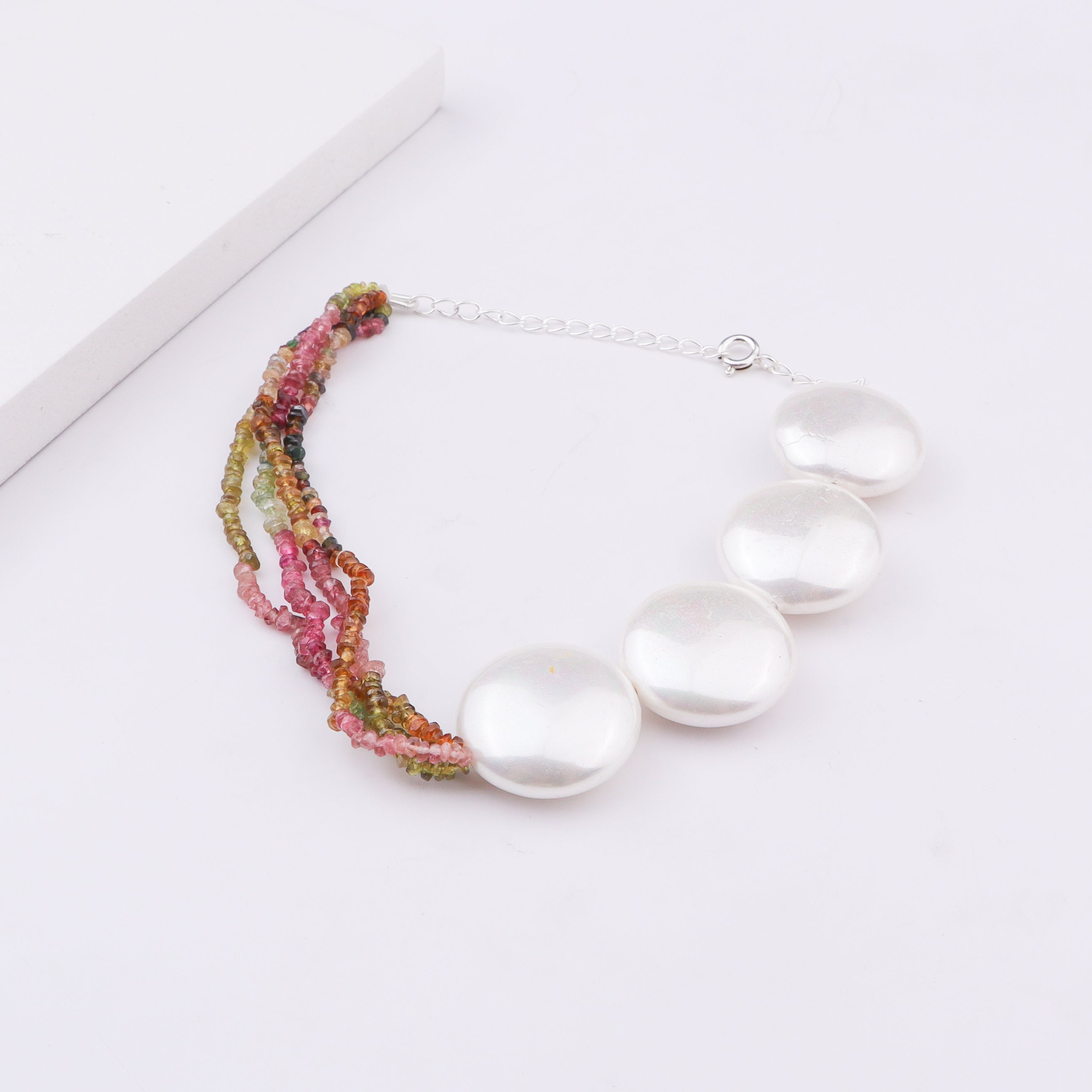 Half & Half Bracelet - Tourmaline & Coin Pearls