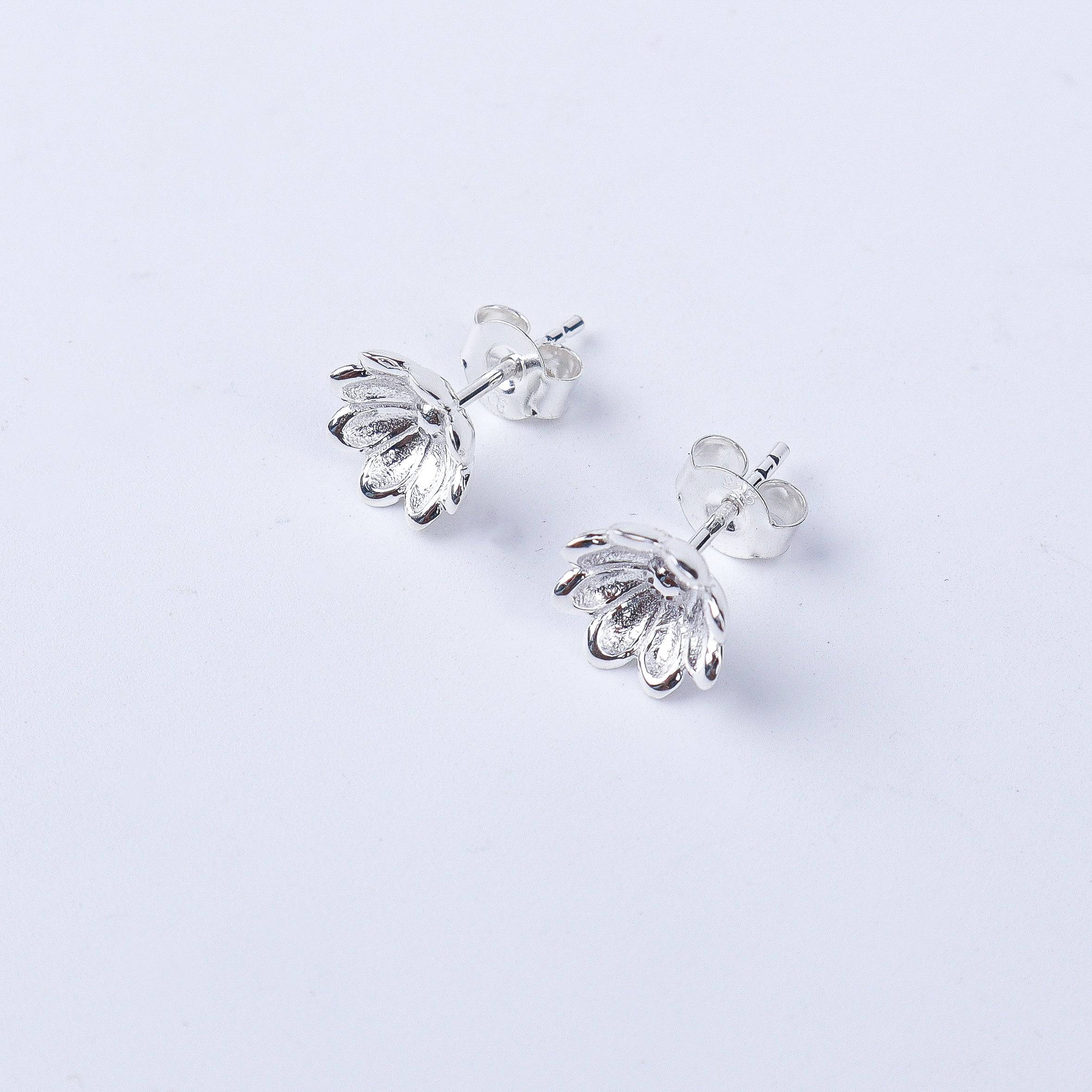 Silver Flower Studs