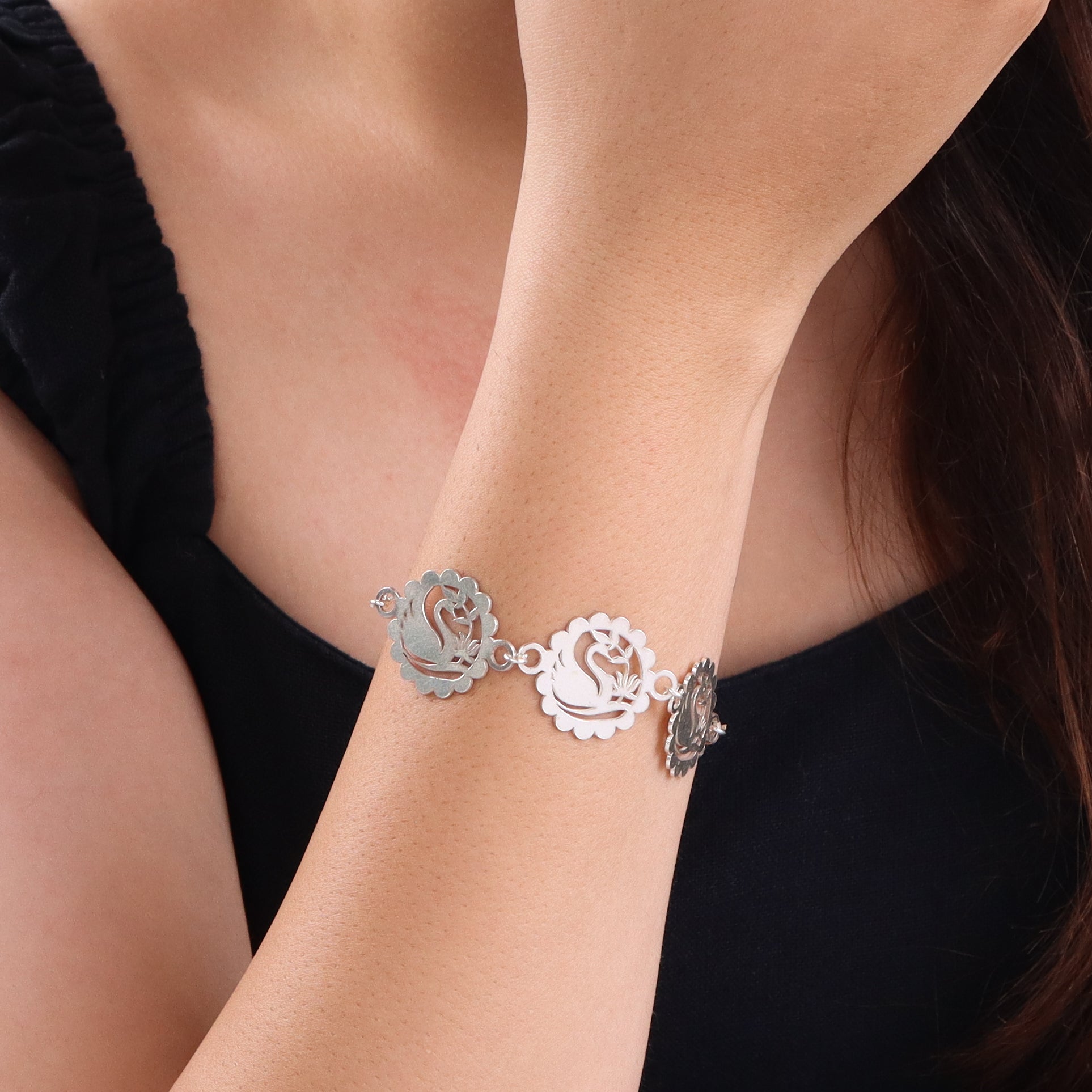 Silver Swan Multi-Motif Bracelet
