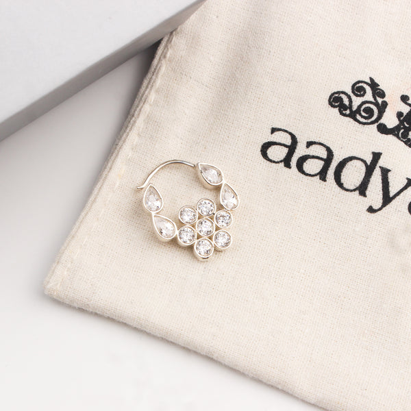 Silver Nath Floral (Left, Pierced) | CZ | 92.5 Silver