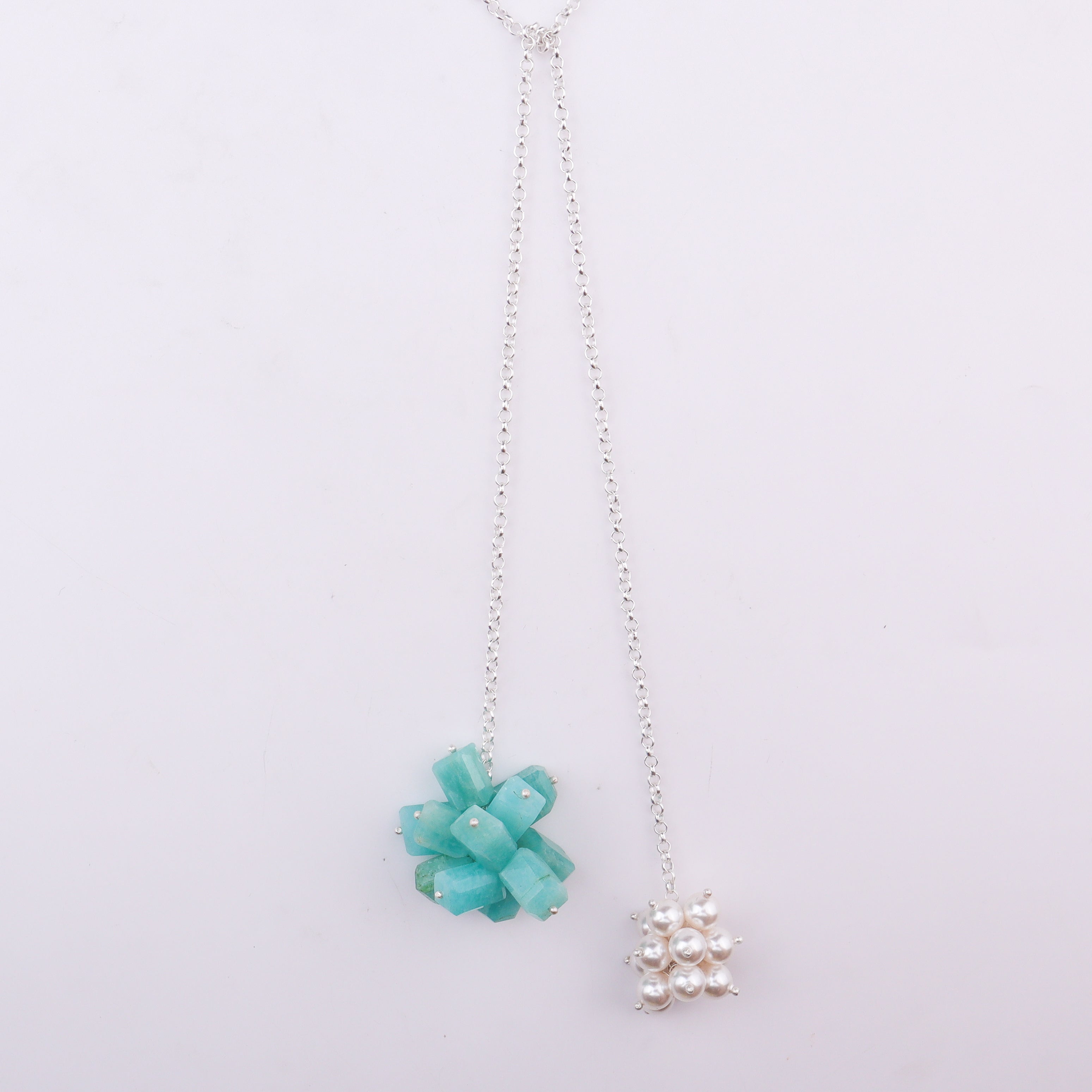Tie & Wear Necklace - Amezonite & Pearls