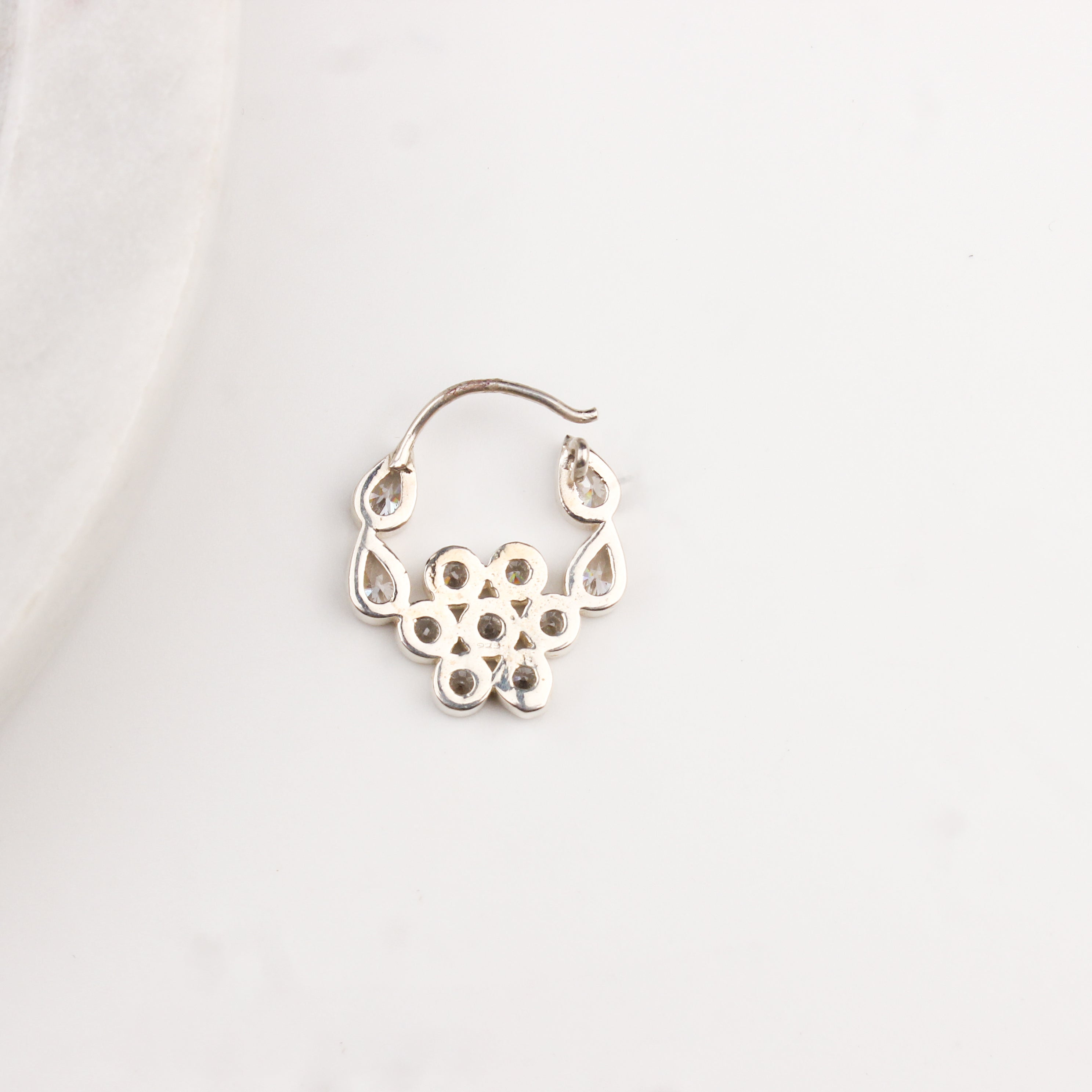Silver Nath Floral (Left, Pierced) | CZ | 92.5 Silver