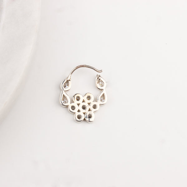 Silver Nath Floral (Left, Pierced) | CZ | 92.5 Silver