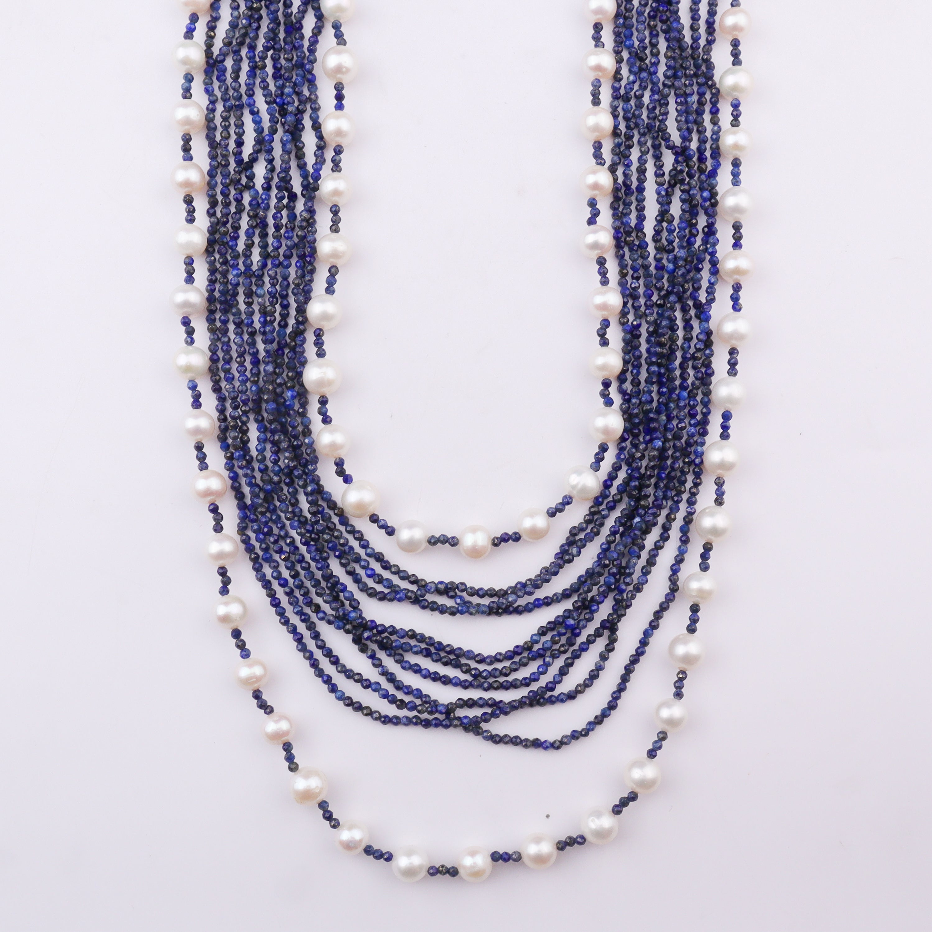 Luxe Necklace - Fresh Water Pearls & Lapis Lazuli