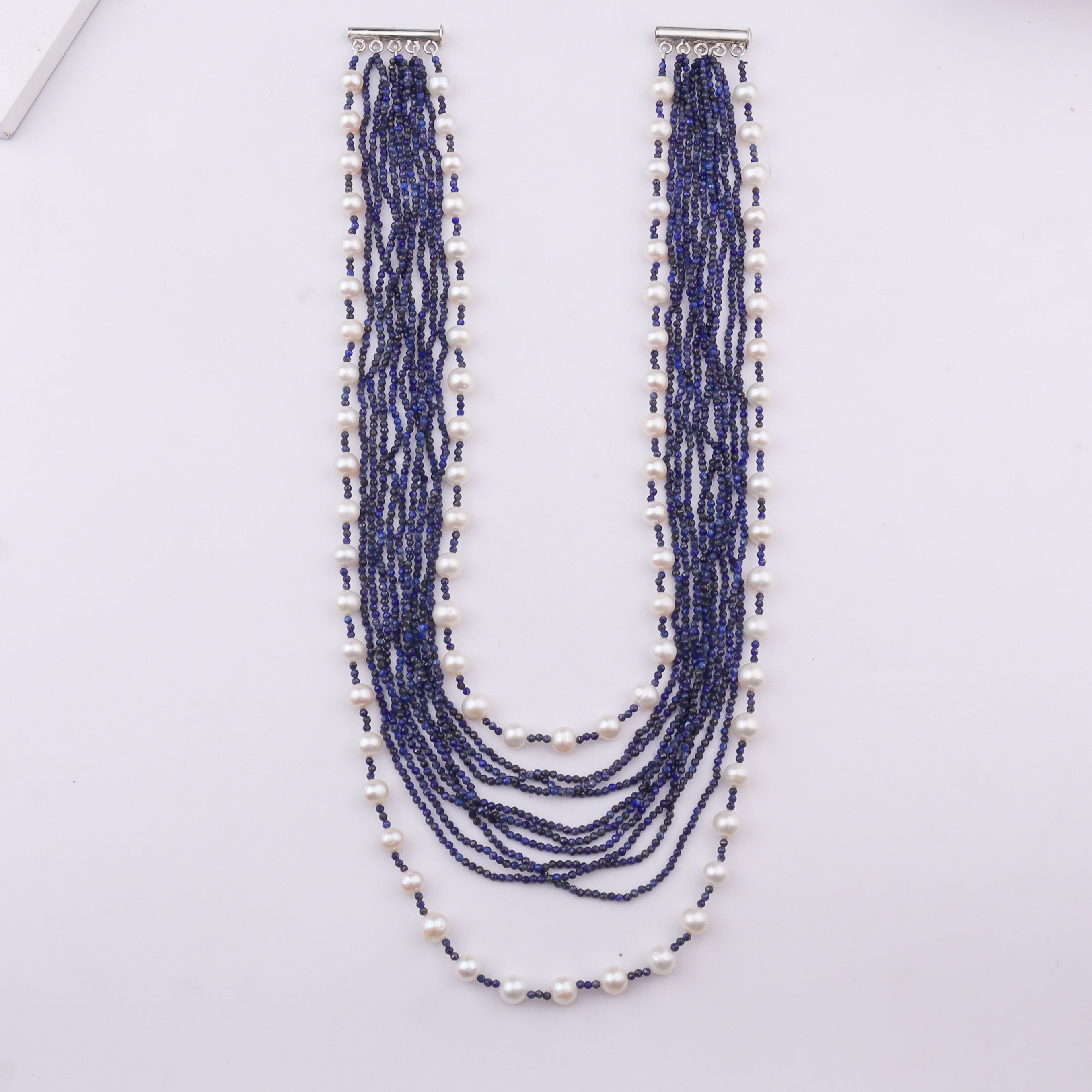 Luxe Necklace - Fresh Water Pearls & Lapis Lazuli