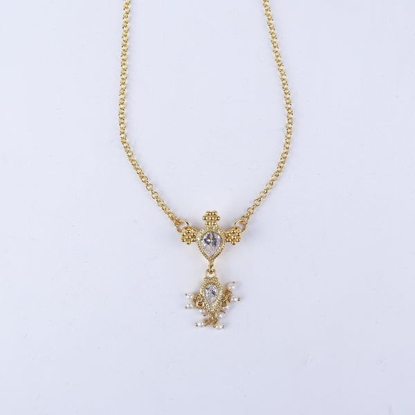 Silver Cz kudi tanmani set with pearls | 92.5 Silver | 22K Gold Plated