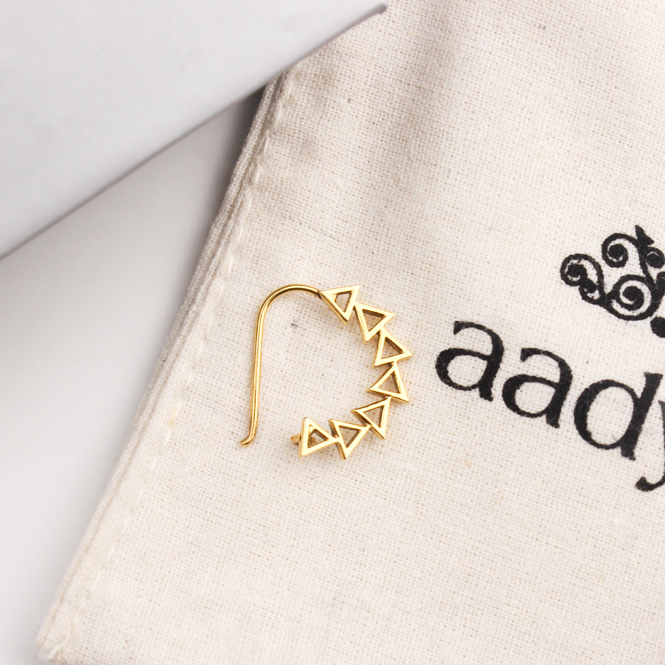 Triangle Line Nath (Left, Pierced) |  92.5 Silver | 22K Gold Plated