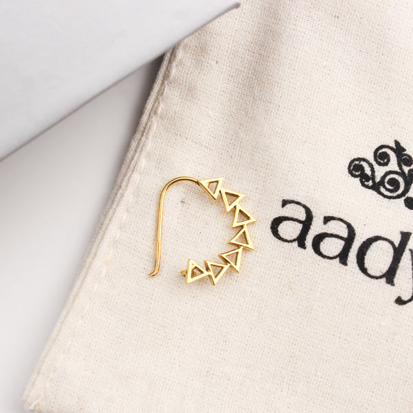 Triangle Line Nath (Left, Pierced) |  92.5 Silver | 22K Gold Plated