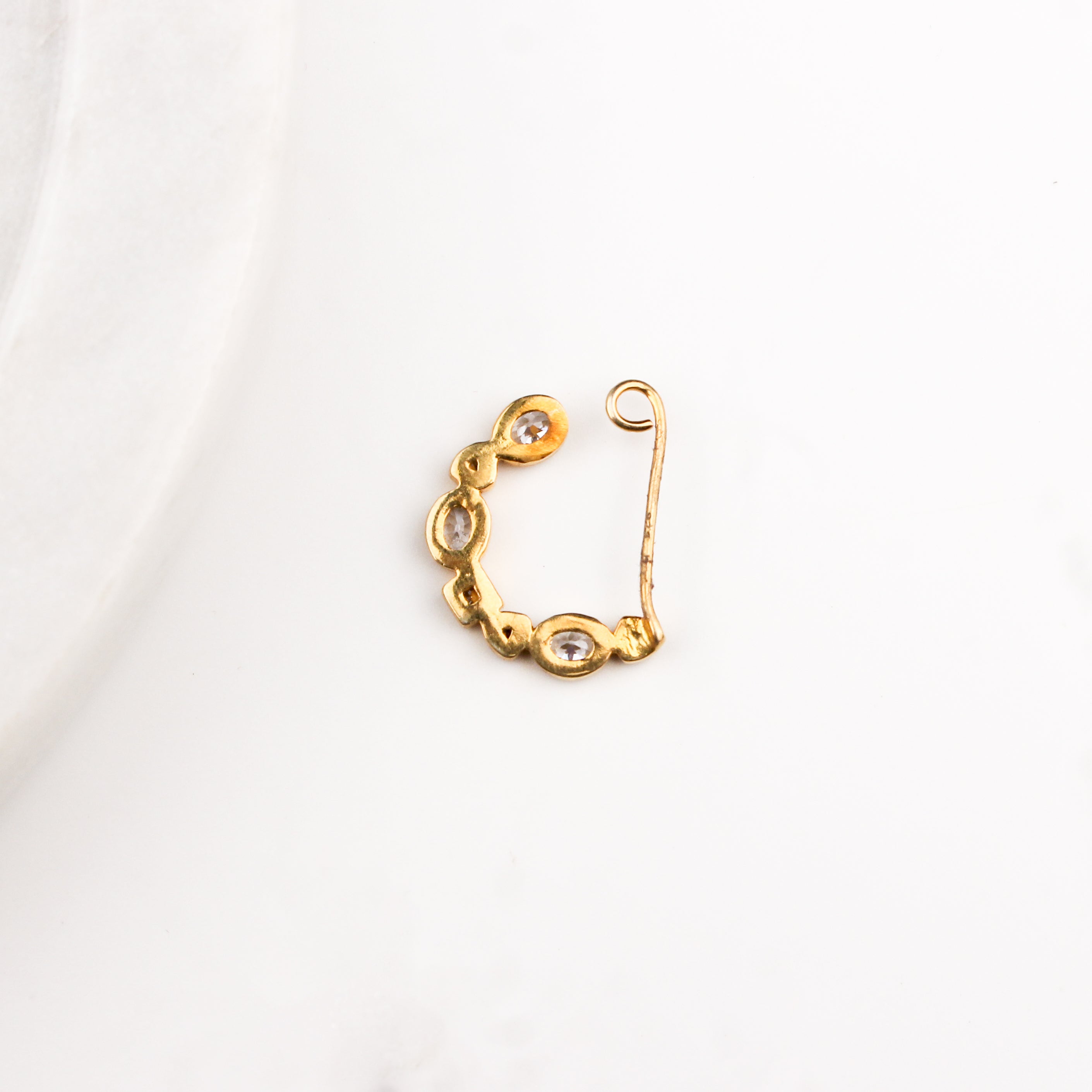 Small CZ Nath Stones  (Left, Clip on) |  92.5 Silver | 22K Gold Plated