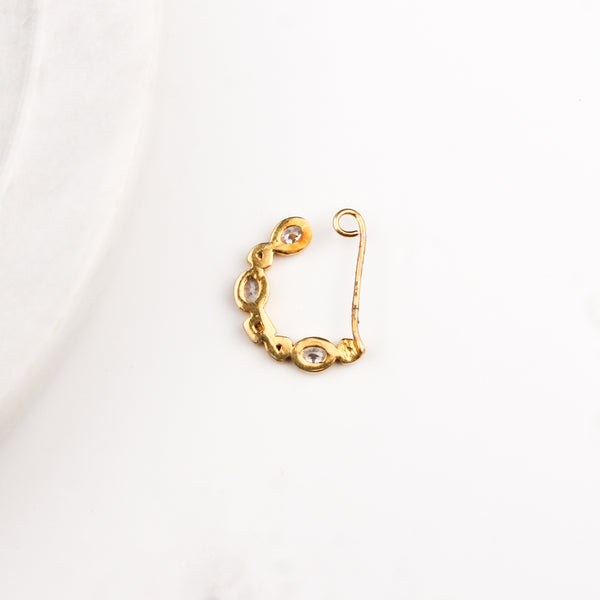 Small CZ Nath Stones  (Left, Clip on) |  92.5 Silver | 22K Gold Plated